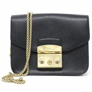 Furla Black Crossbody Bag with Gold Chain